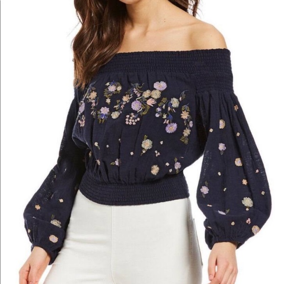 Free People Tops - NWT Free People off the shoulder blue top!